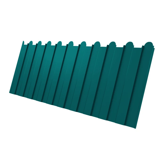 Профнастил фигурный C8 0.45 Полиэстер с пленкой RAL 5021 Водная синь